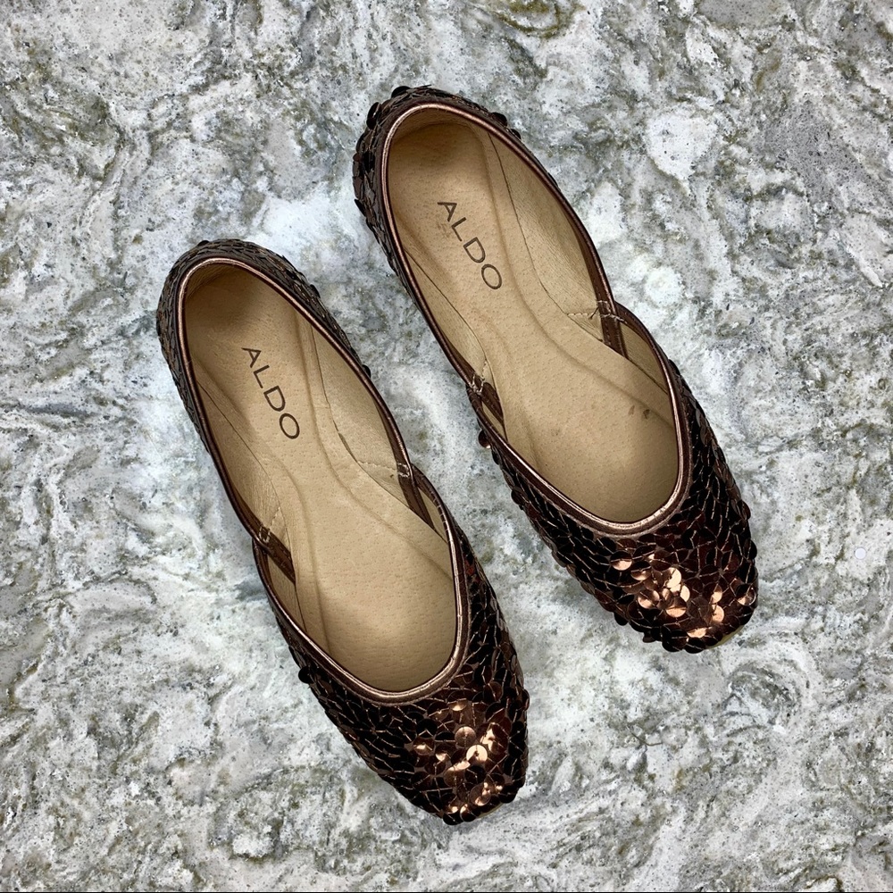 Aldo Bronze Sequin Flats
